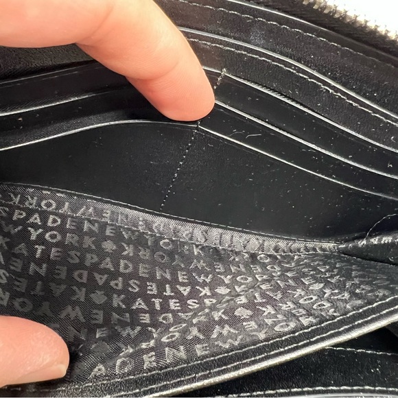 Kate Spade Neda Penn Place Embossed Black Leather Zip Around Wallet - Picture 5 of 10